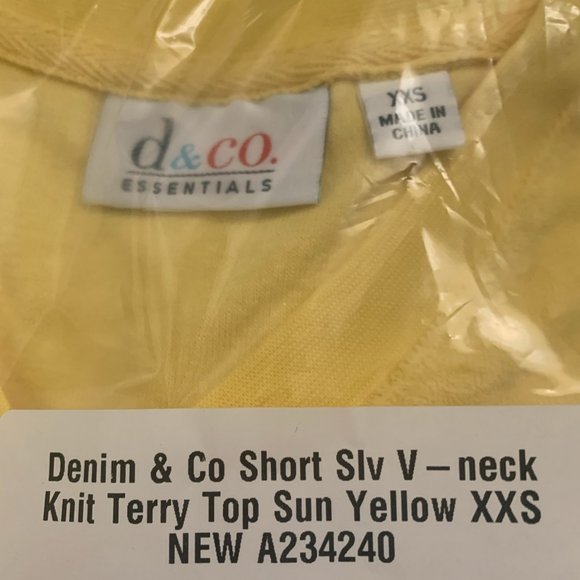 NWT DENIM & CO. SHORT SLV V-NECK TERRY TOP XXS - Picture 11 of 11